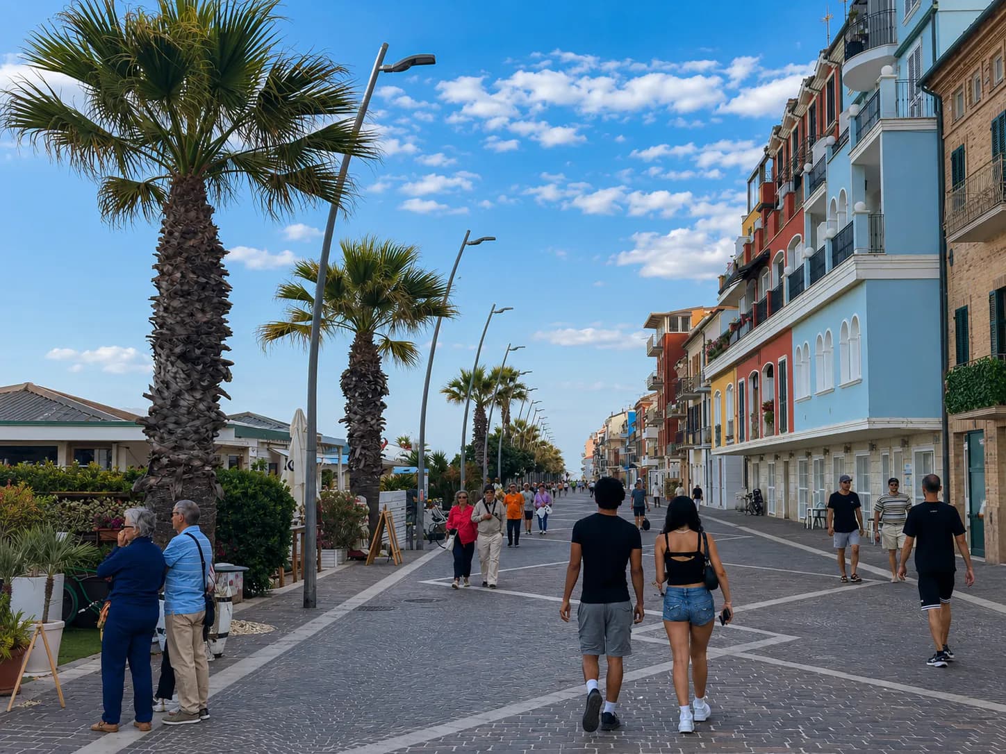 Persone sul lungomare di Porto Recanati